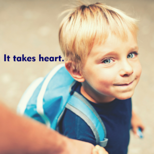 Volunteer CASA. Image of young child. It takes heart.